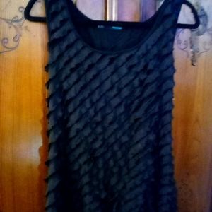 Woman's Black Ruffled Blouse